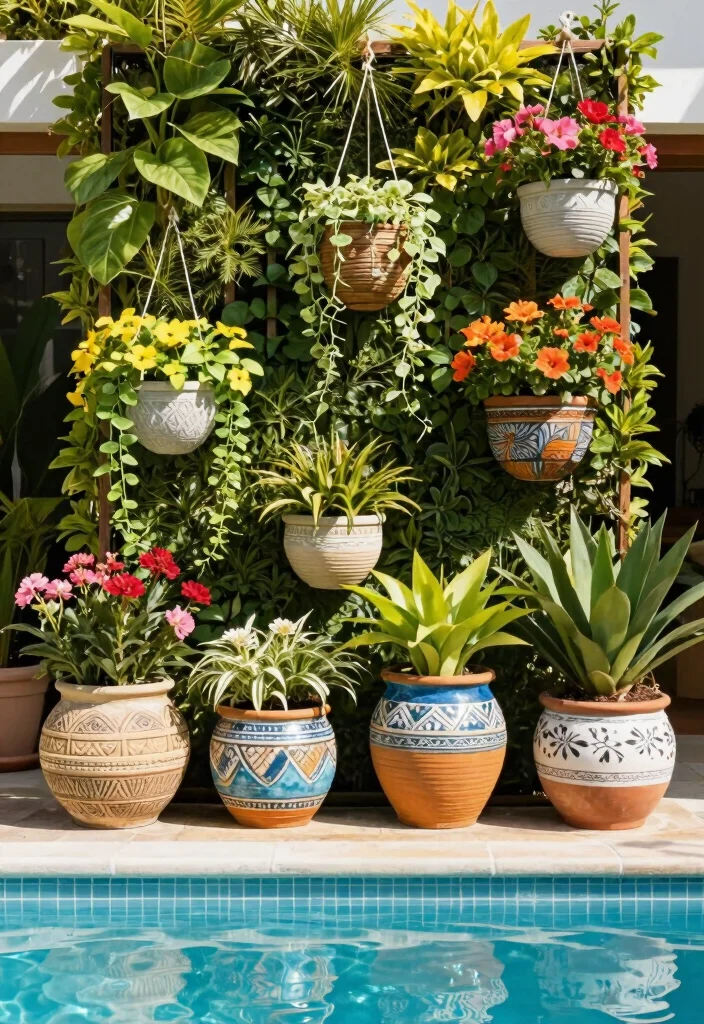 18 Pool Landscaping Ideas for Fresh Clean Outdoor Ambiance - 11. Unique Planter Ideas