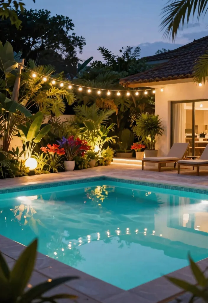 18 Pool Landscaping Ideas for Fresh Clean Outdoor Ambiance - 15. Smart Lighting Solutions