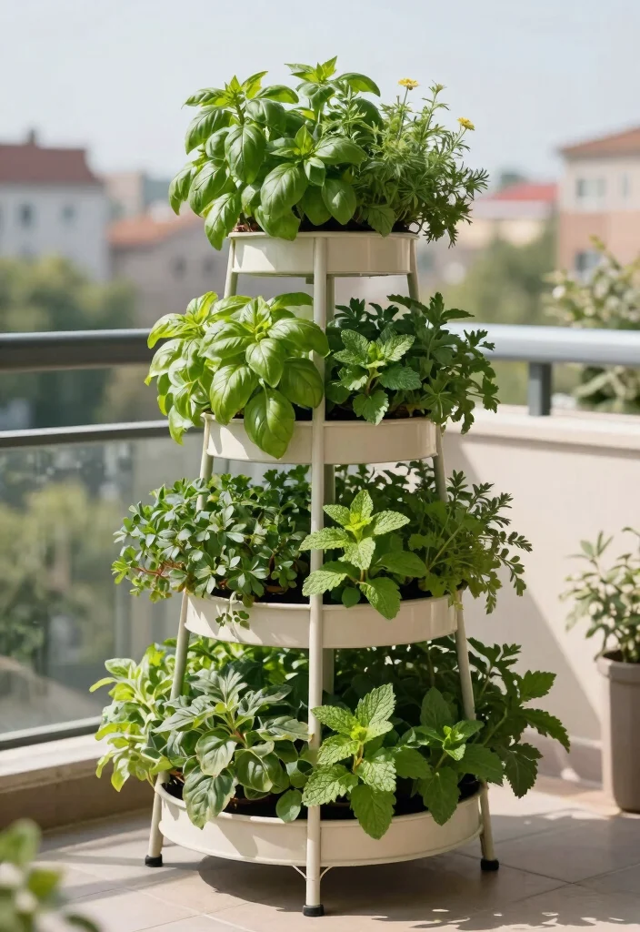 10 Balcony Planter Ideas for Apartments and Small Spaces 7. Herb Tower Gardens 0