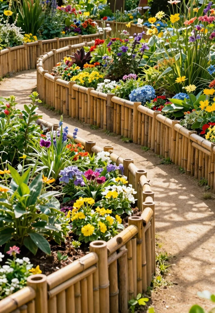 10 Bamboo Fence Ideas for Natural Privacy and Texture 4. Curved Bamboo Boundary 0