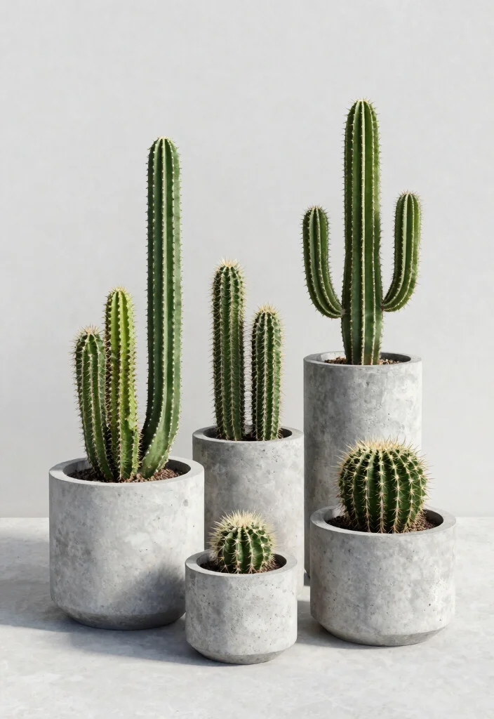 10 Cactus Planter Ideas for Low Water Gardens 6. Concrete Jungle 0