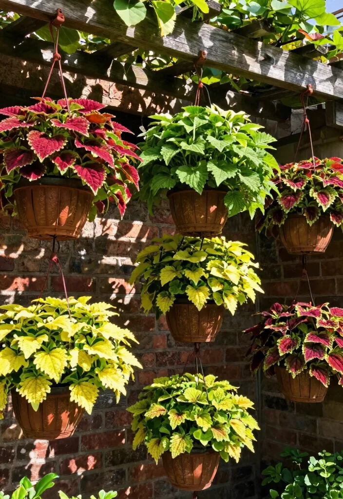 10 Coleus Planter Ideas for Colorful Shade Areas 2. Hanging Coleus Baskets for Vertical Appeal 0