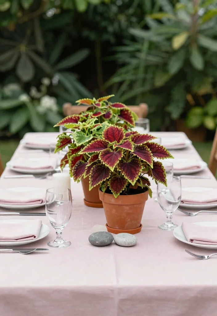 10 Coleus Planter Ideas for Colorful Shade Areas 6. Coleus Centerpieces for Outdoor Tables 0