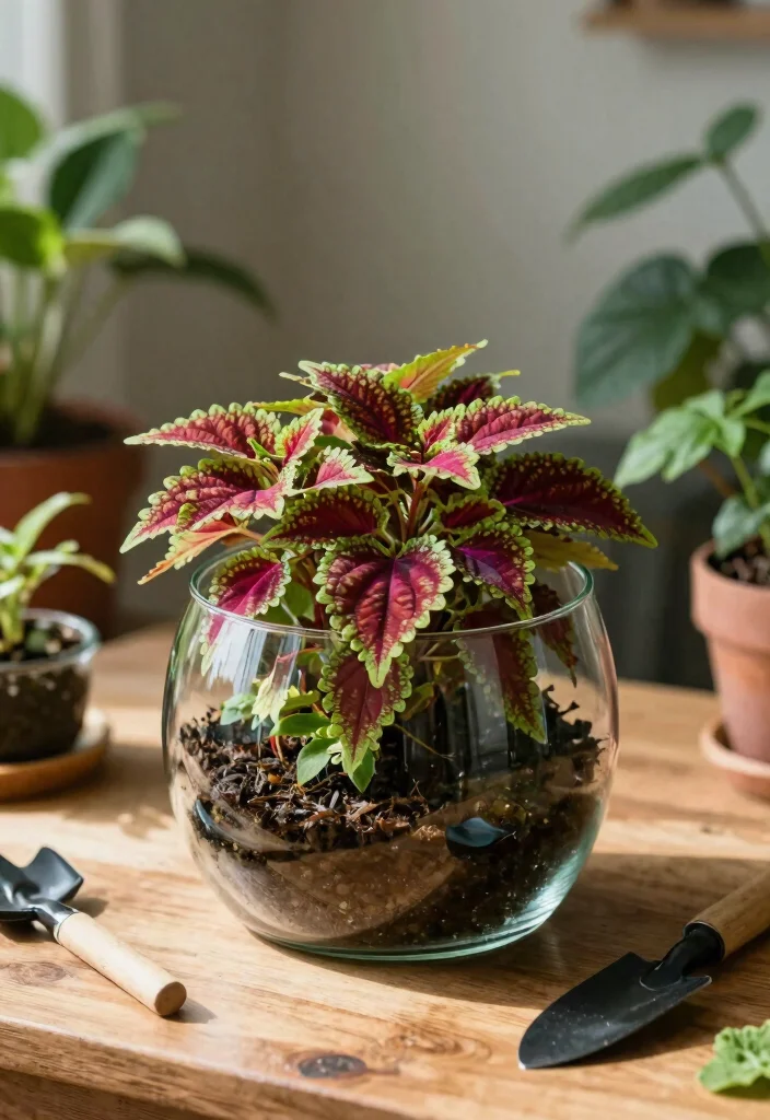 10 Coleus Planter Ideas for Colorful Shade Areas 9. DIY Coleus Terrariums for Indoor Decor 0