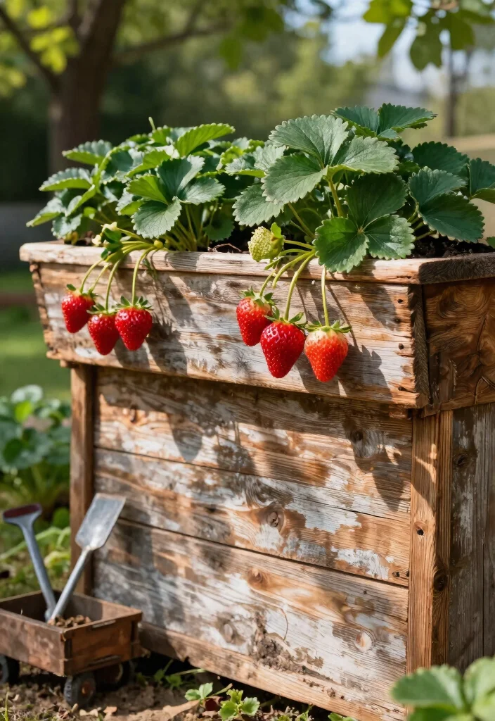 10 DIY Strawberry Planter Ideas That Save Space 10. Reclaimed Wood Wall Planter 0