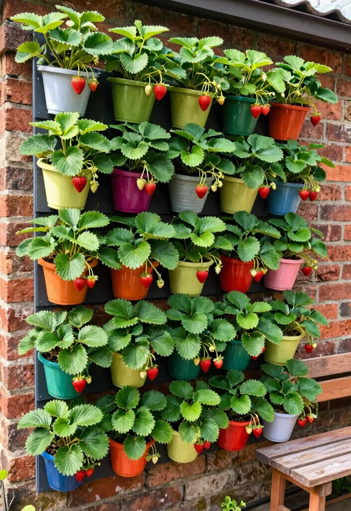 10 DIY Strawberry Planter Ideas That Save Space 7. Vertical Garden Wall 0