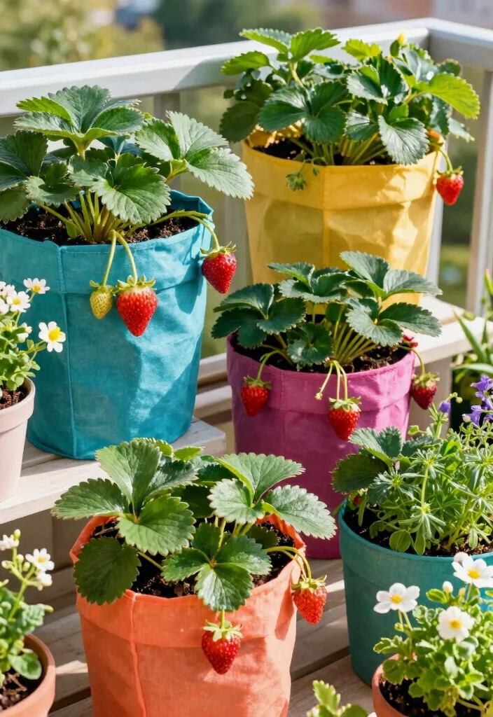 10 DIY Strawberry Planter Ideas That Save Space 9. Eco Friendly Fabric Planters 0