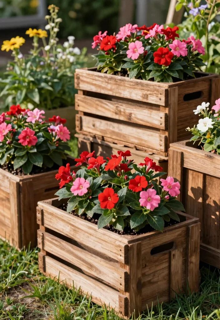 10 Dipladenia Planter Ideas for Bright and Hardy Blooms 2. Rustic Wooden Crates 0