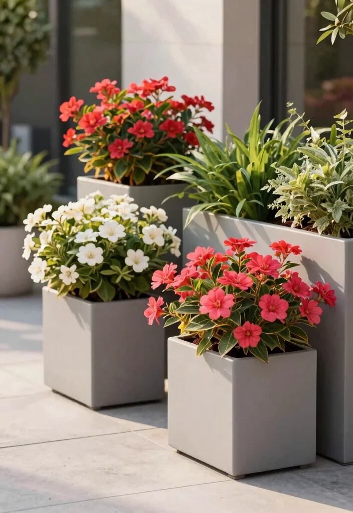 10 Dipladenia Planter Ideas for Bright and Hardy Blooms 7. Minimalist Modern Planters 0
