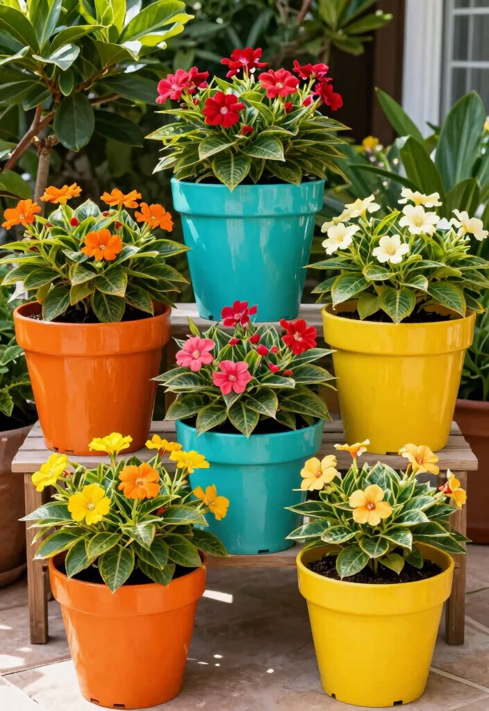 10 Dipladenia Planter Ideas for Bright and Hardy Blooms 9. Brightly Colored Containers 0