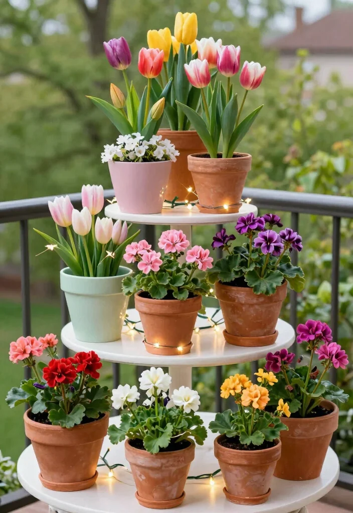 10 Easter Planter Ideas for Spring Decorating 4. Terracotta Tiers of Easter Blooms 0