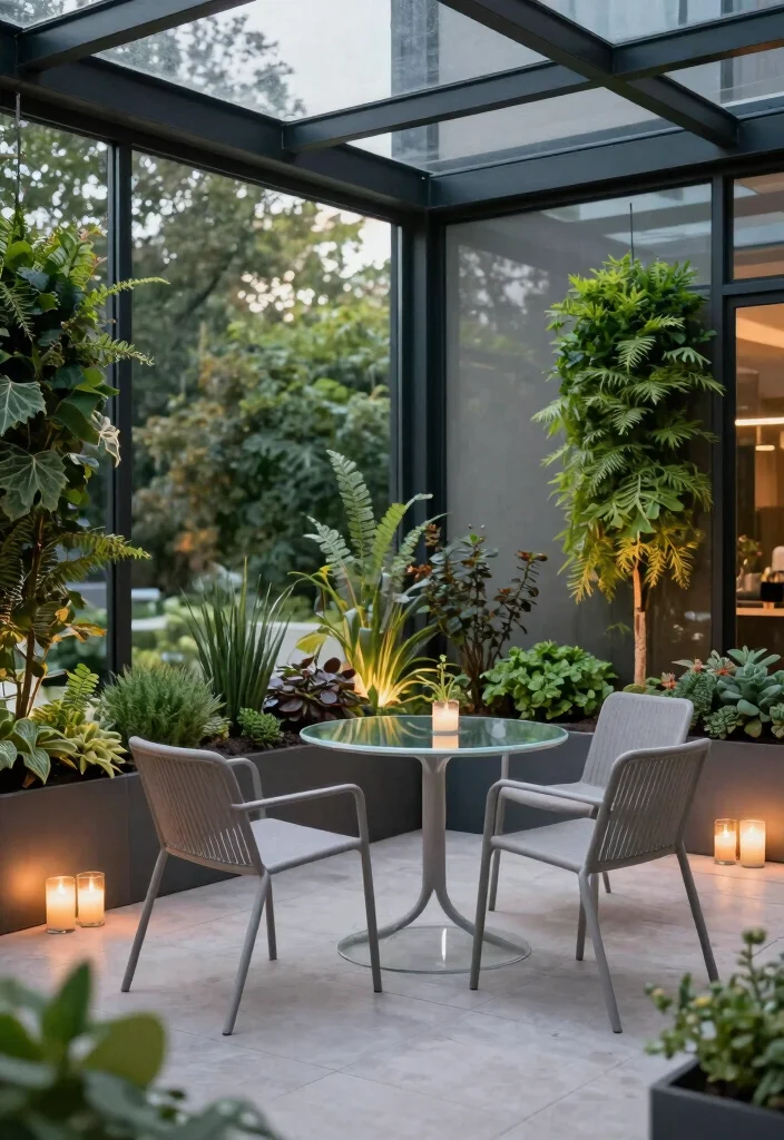 10 Extended Covered Patio Ideas for Entertaining Guests 2. Modern Minimalism with Glass Panels 0