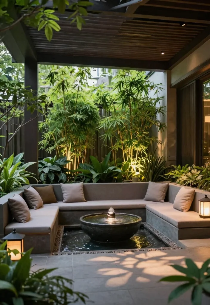10 Extended Covered Patio Ideas for Entertaining Guests 6. Zen Oasis with Water Features 0