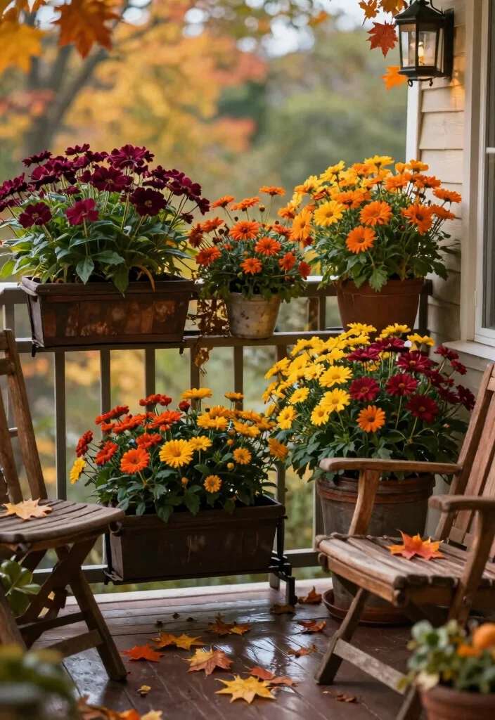10 Fall Planter Ideas for Cozy Seasonal Decor 7. Autumn Color Palette with Seasonal Blooms 0