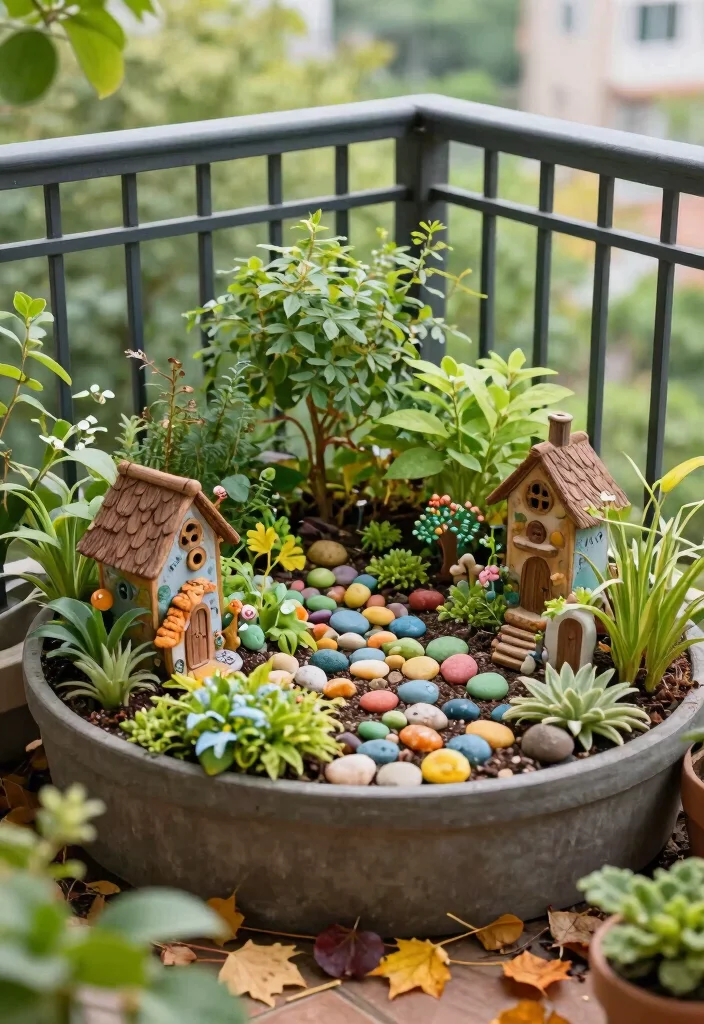 10 Fall Planter Ideas for Cozy Seasonal Decor 8. Decorative Fairy Garden in Planters 0