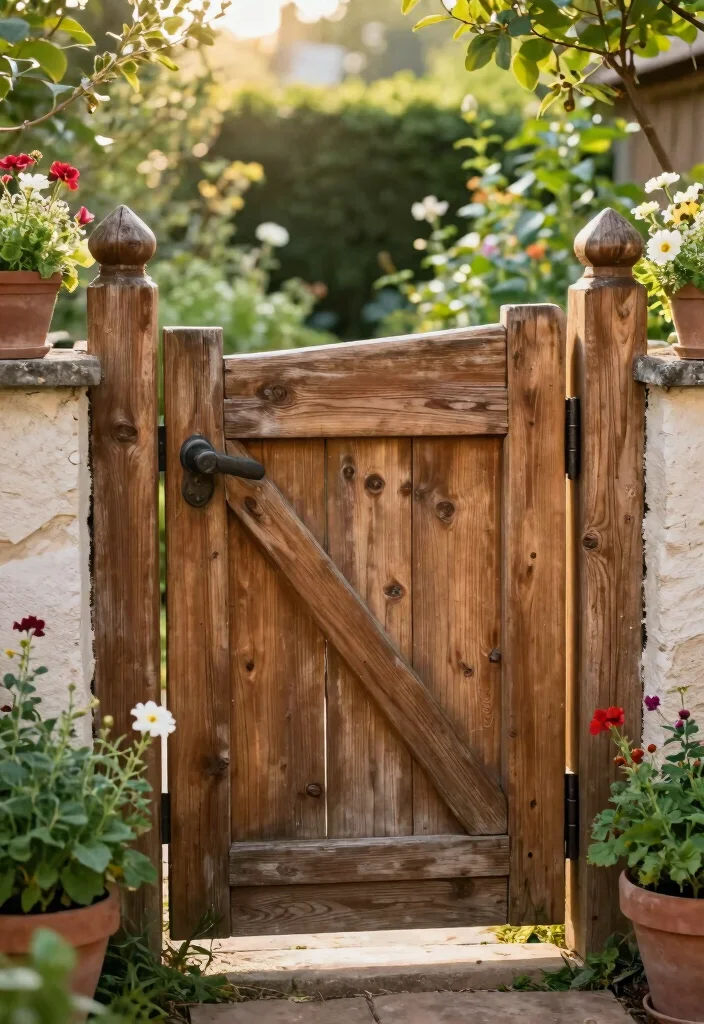 10 Fence Gate Ideas That Combine Function and Design 1. Rustic Charm with Weathered Wood Gates 0