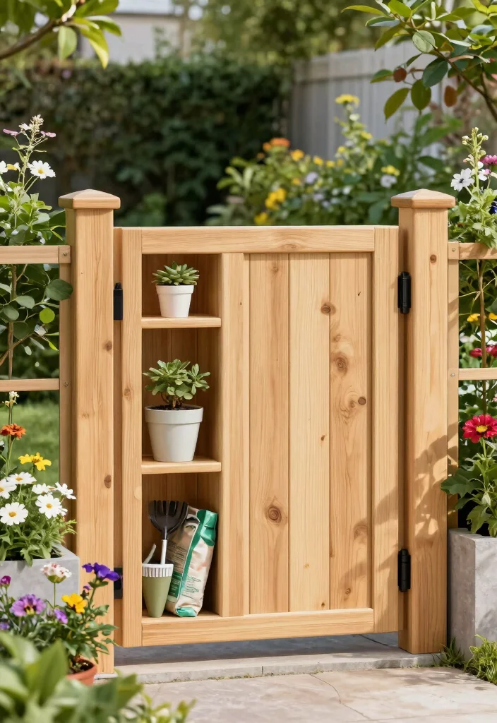 10 Fence Gate Ideas That Combine Function and Design 5. Functional Gate Ideas with Built in Storage 0