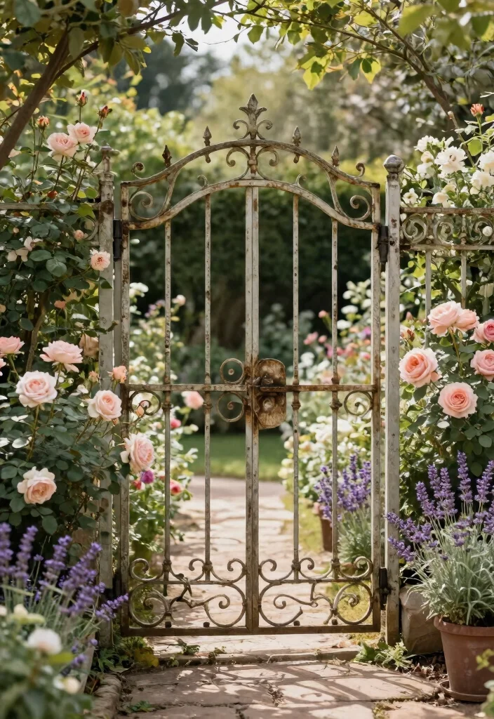 10 Fence Gate Ideas That Combine Function and Design 6. Vintage Inspired Gates with Unique Details 0