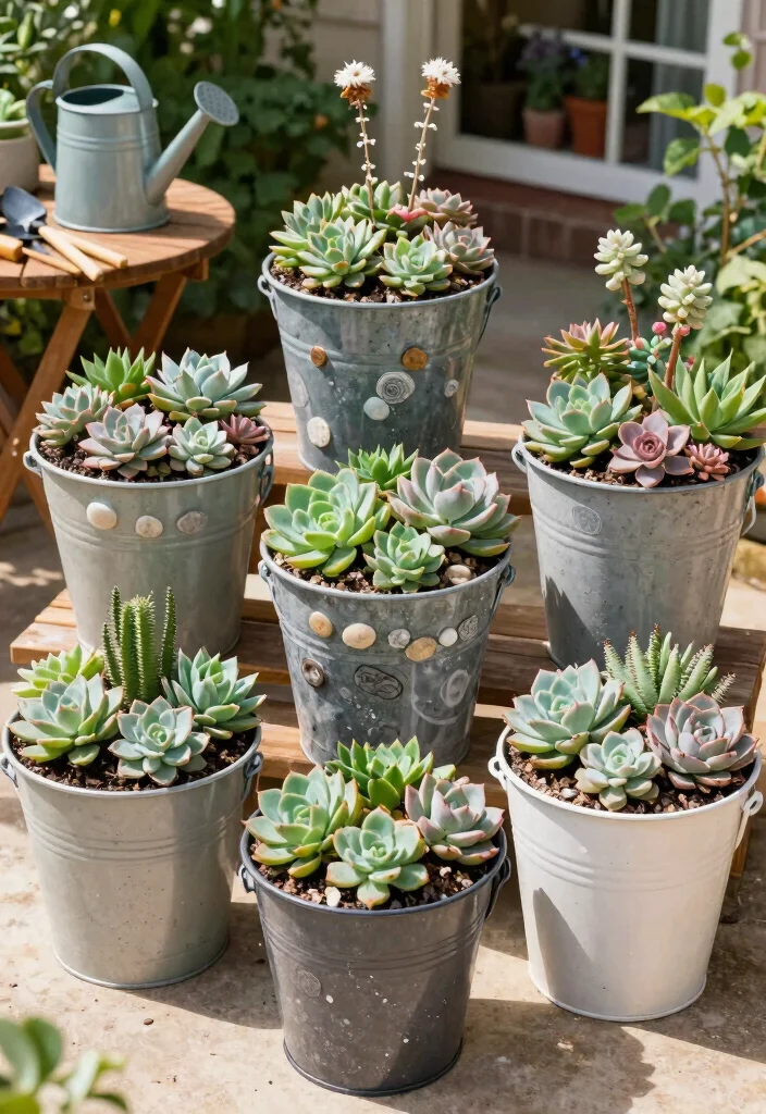 10 Five Gallon Bucket Planter Ideas for Budget Growing 16 10 Five Gallon Bucket Planter Ideas for Budget Growing 6. Succulent Sensation 0