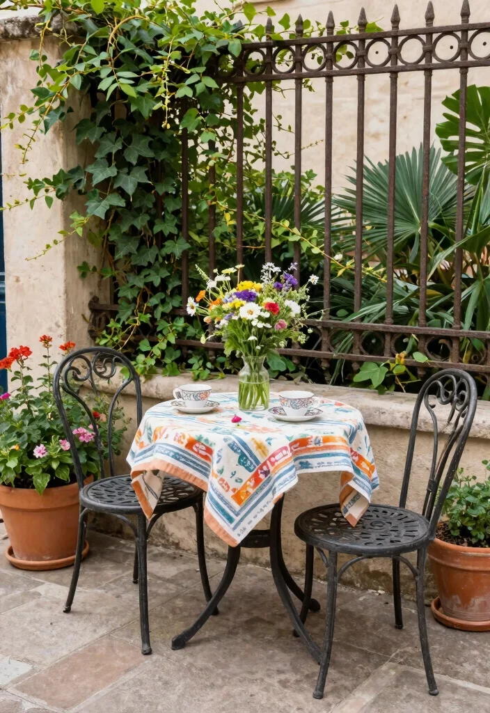 10 French Patio Ideas for Classic European Style 1. Cozy Bistro Table Setup 0