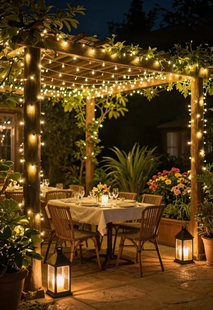 10 French Patio Ideas for Classic European Style 4. Elegant String Lights 0