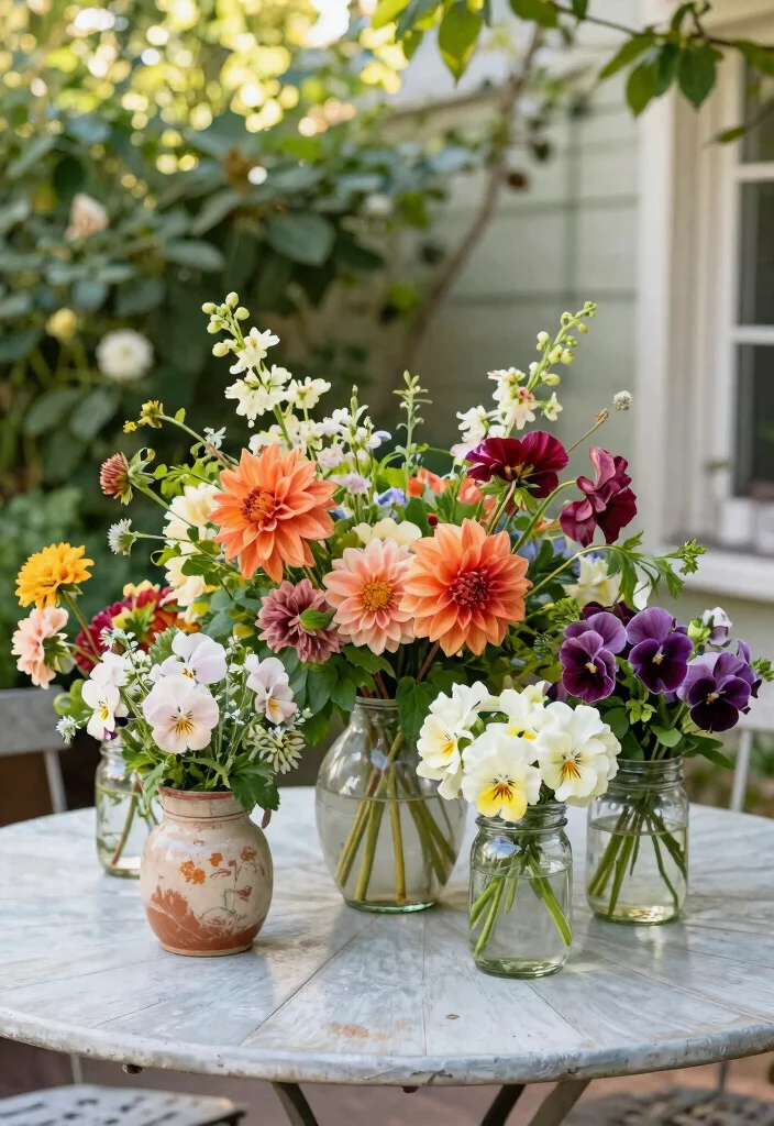 10 French Patio Ideas for Classic European Style 8. Colorful Flower Arrangements 0