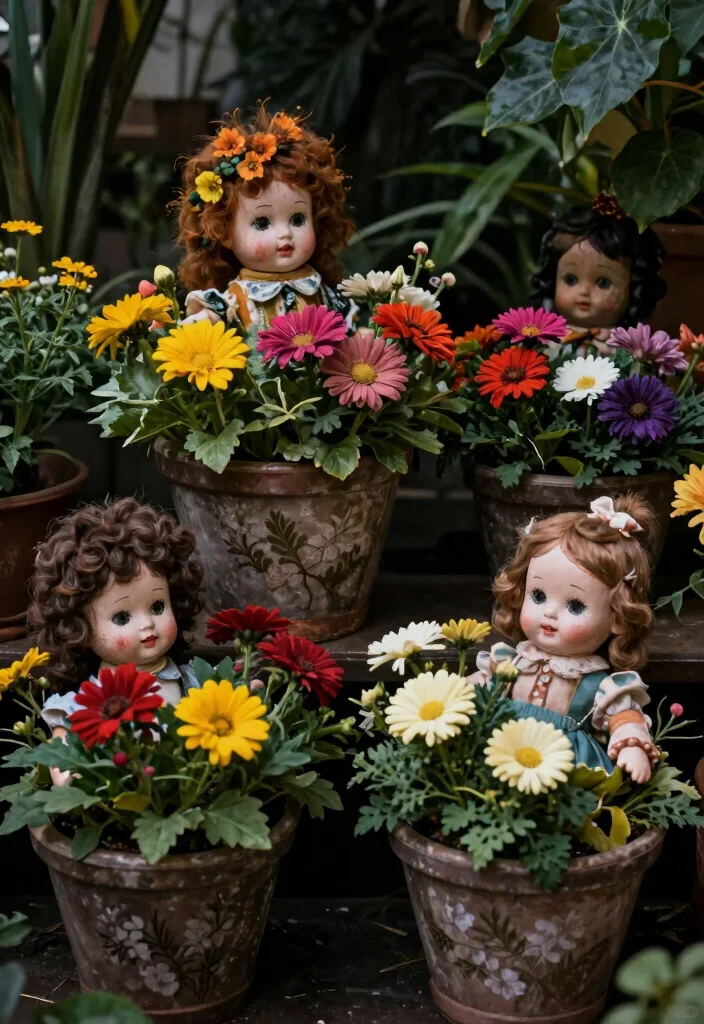 10 Halloween Planter Ideas for Seasonal Outdoor Decor 47 10 Halloween Planter Ideas for Seasonal Outdoor Decor 7. Haunted Doll Planters 0