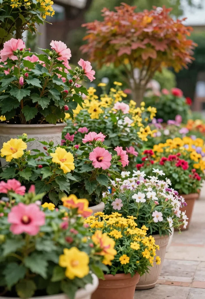 10 Hibiscus Planter Ideas for Tropical Outdoor Style 10. Seasonal Color Changes 0