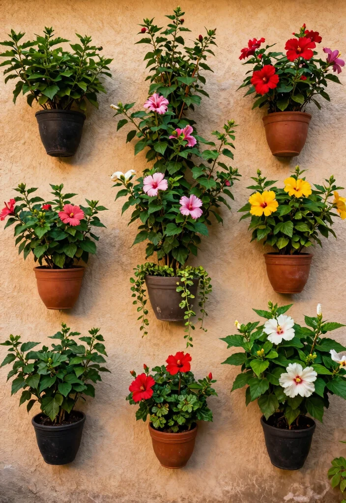 10 Hibiscus Planter Ideas for Tropical Outdoor Style 5. Vertical Wall Planters 0