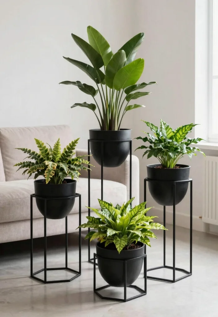 10 Indoor Planter Box Ideas for Stylish Green Interiors 9. Black Metal Planters 0