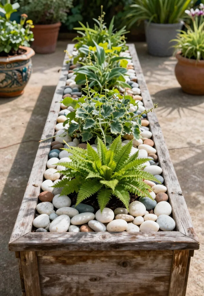 10 Long Planter Ideas for Narrow Areas and Borders 47 10 Long Planter Ideas for Narrow Areas and Borders 7. Long Planter with Decorative Stones 0