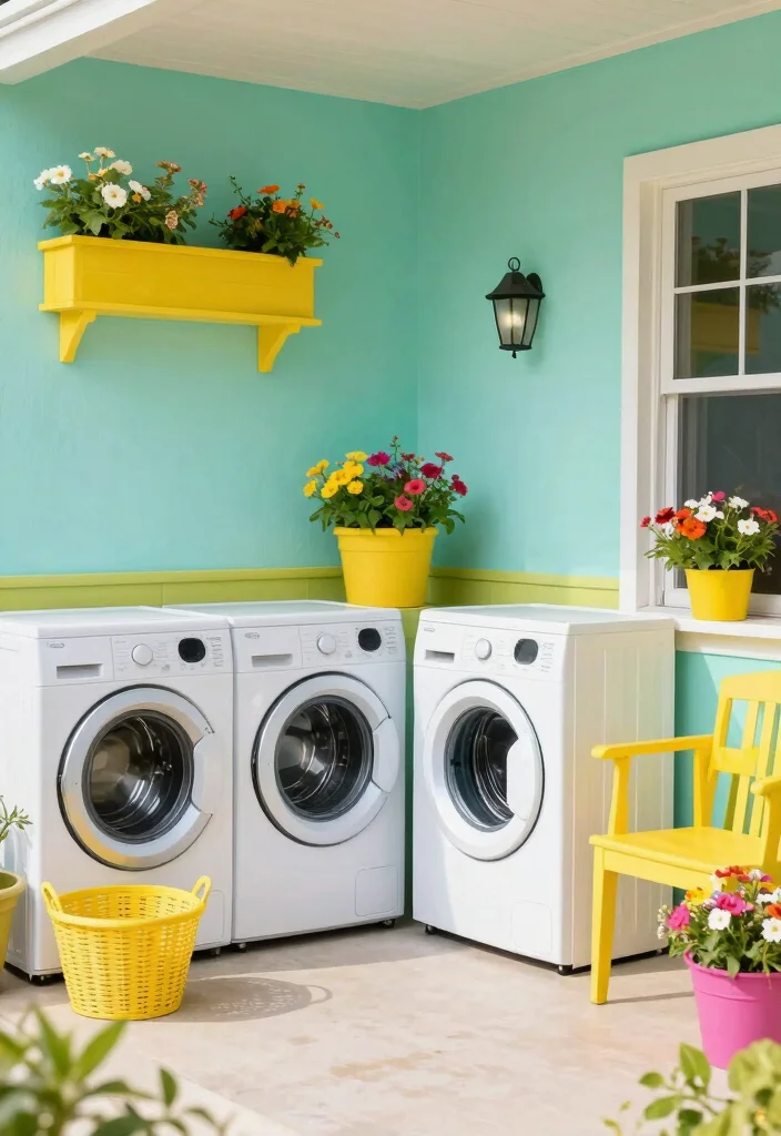 10 Outdoor Patio Laundry Room Ideas for Practical Living 27 10 Outdoor Patio Laundry Room Ideas for Practical Living 7. Bright and Engaging Color Palette 0