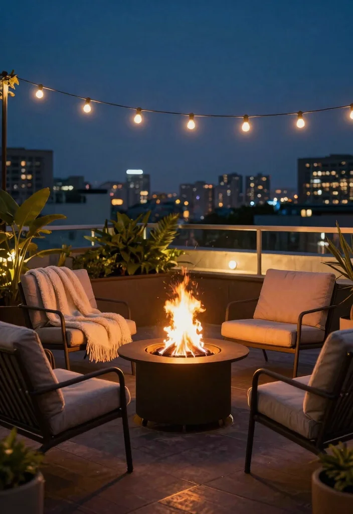 10 Outdoor Rooftop Patio Ideas for Urban Living 7. Fire Features Adding Warmth and Ambiance 0