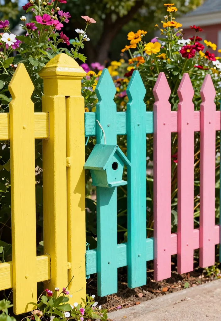 10 Pallet Fence Ideas for Affordable DIY Outdoor Projects 8. Painted Pallet Fence 0