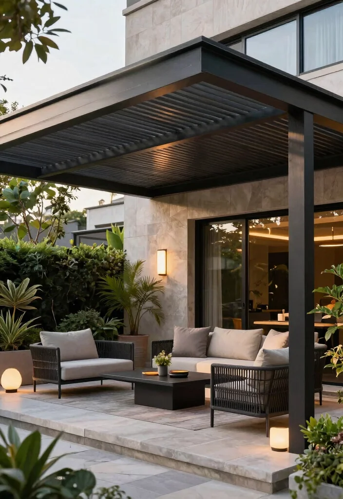 10 Patio Awning Ideas for Flexible Shade Solutions 9. Louvered Roofs for Innovative Shade 0