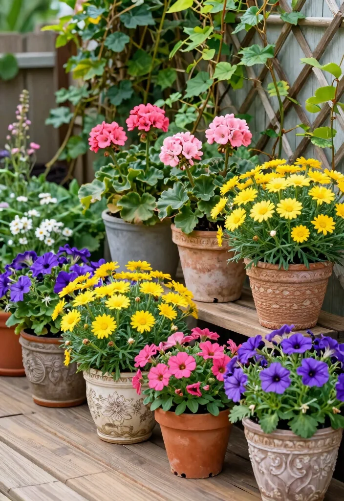 10 Patio Border Ideas for a Finished Look 1. Colorful Flower Containers 0