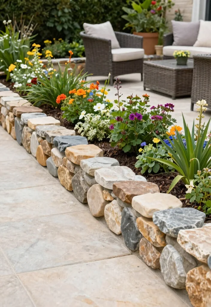 10 Patio Border Ideas for a Finished Look 3. Decorative Stone Borders 0