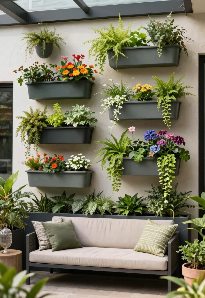 10 Patio Border Ideas for a Finished Look 4. Vertical Planters 0