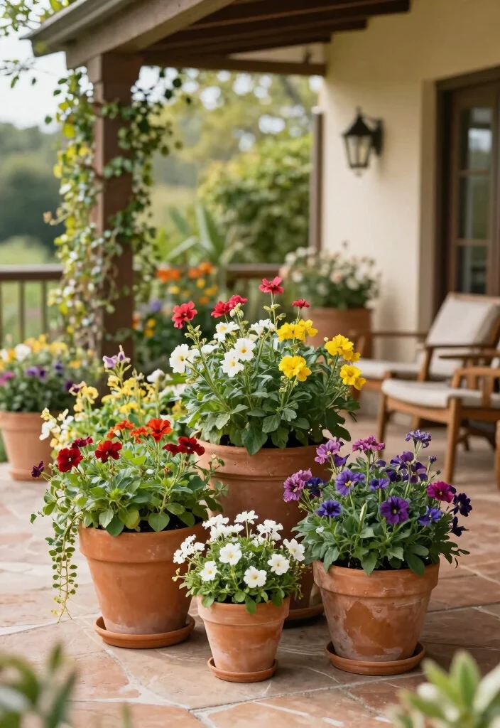 10 Patio Border Ideas for a Finished Look 9. Terracotta Pot Borders 0