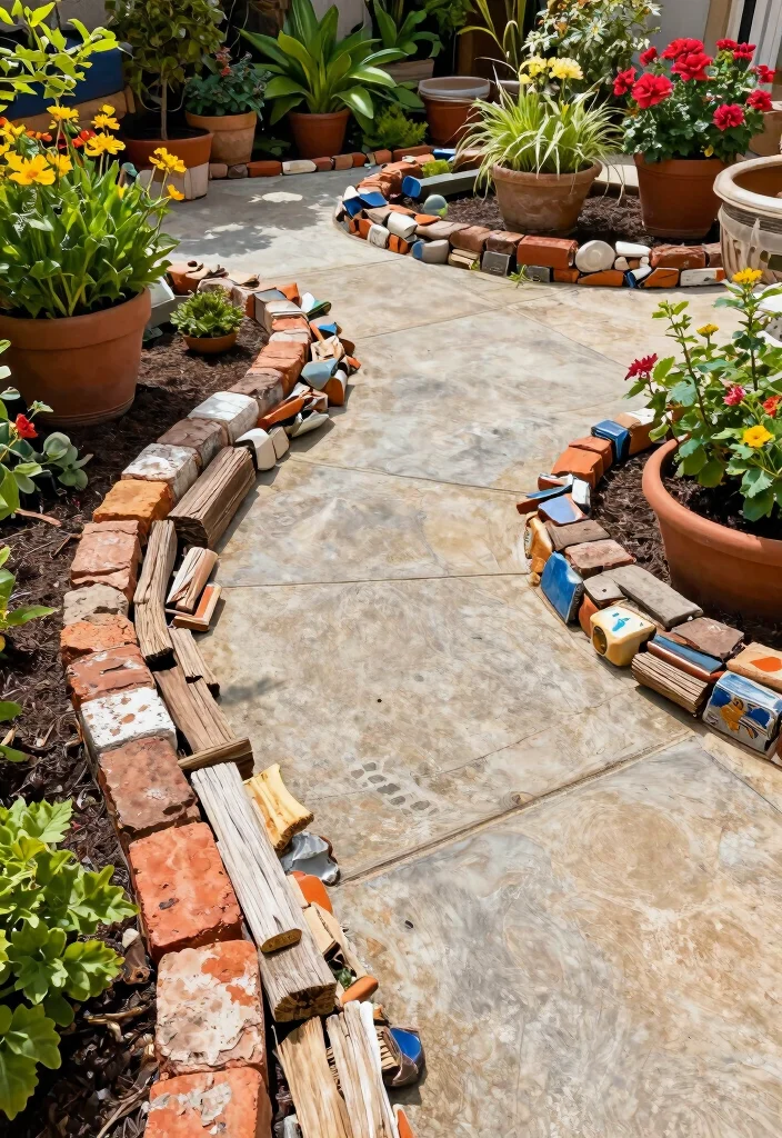 10 Patio Edging Ideas for Clean Defined Borders 8. Eco Friendly Recycled Edging 0