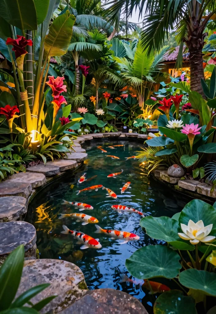 10 Patio Pond Ideas for a Unique Backyard Feature 10. Tropical Oasis Pond 0