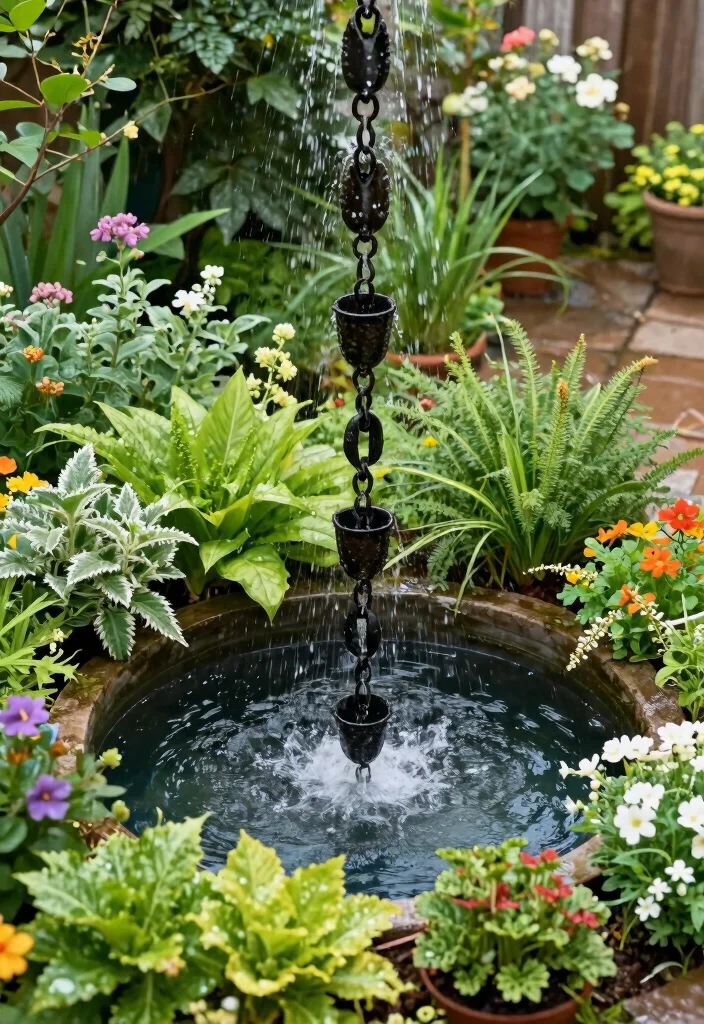 10 Patio Pond Ideas for a Unique Backyard Feature 9. DIY Rain Chain Pond 0
