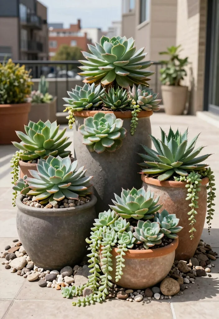 10 Planter Filler Ideas for Large Pots That Look Full 3. Succulent Sensation 0