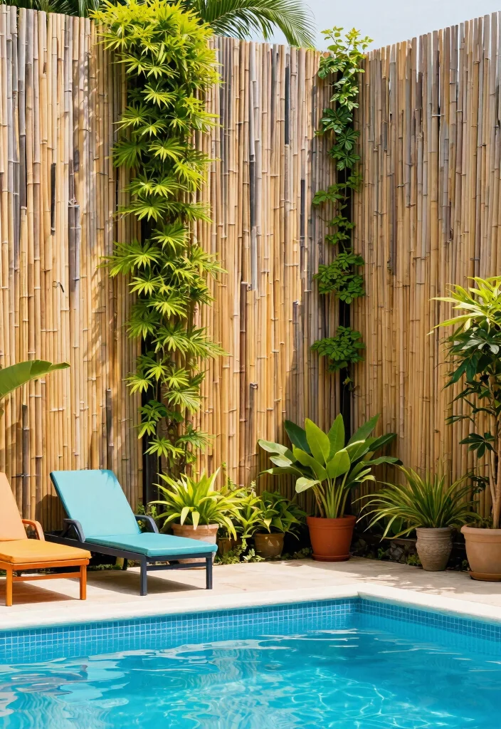 10 Pool Fence Ideas That Are Safe and Visually Appealing 1 10 Pool Fence Ideas That Are Safe and Visually Appealing 1. Bamboo Fencing Natures Barrier 0