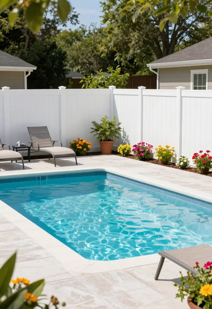 10 Pool Fence Ideas That Are Safe and Visually Appealing 48 10 Pool Fence Ideas That Are Safe and Visually Appealing 8. Vinyl Fencing Practical and Attractive 0