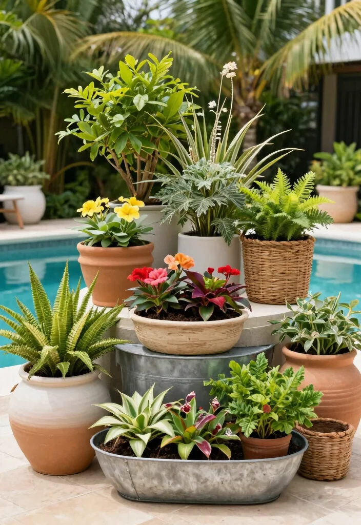 10 Poolside Planter Ideas for a Resort Style Look 5. Stylish Container Gardens 0