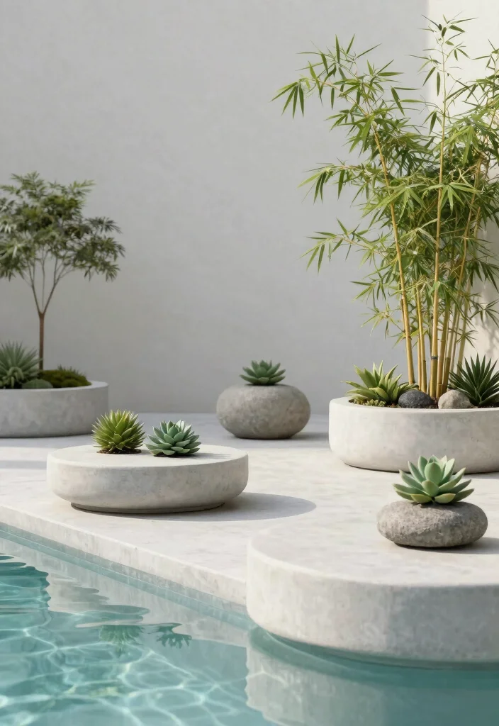 10 Poolside Planter Ideas for a Resort Style Look 9. Minimalist Zen Planters 0
