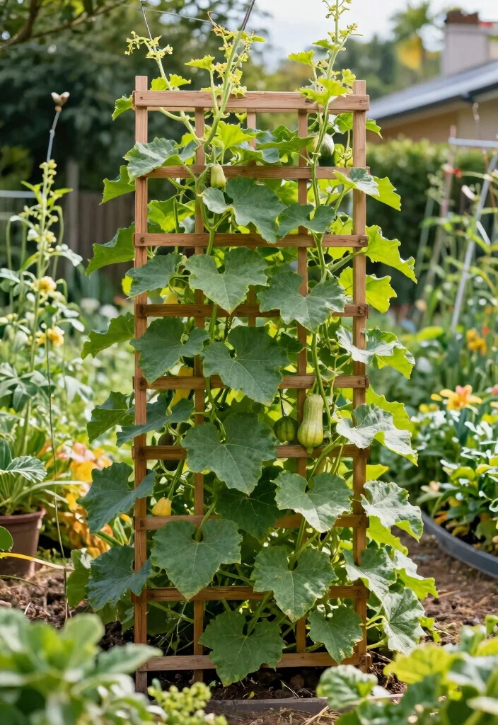 10 Pumpkin Trellis Ideas for Space Saving Vegetable Growing 2 10 Pumpkin Trellis Ideas for Space Saving Vegetable Growing 2. Vertical Grid Trellis for Efficient Space Management 0