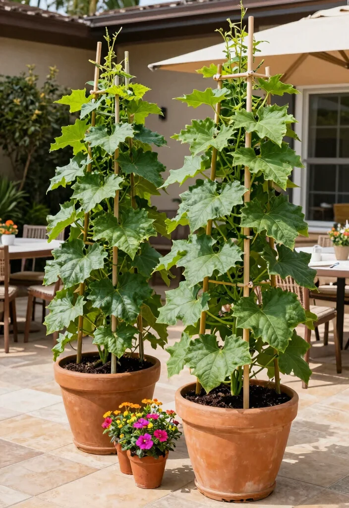 10 Pumpkin Trellis Ideas for Space Saving Vegetable Growing 14 10 Pumpkin Trellis Ideas for Space Saving Vegetable Growing 4. Container Trellis for Patio Gardening 0