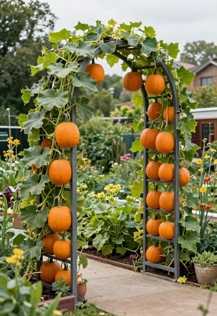 10 Pumpkin Trellis Ideas for Space Saving Vegetable Growing 37 10 Pumpkin Trellis Ideas for Space Saving Vegetable Growing 7. Cattle Panel Trellis for Heavy Lifting 0